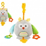 Gufo di peluche per passeggino e culla 18 × 18 cm, con mordicchiatoi e clip