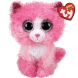 TY mascotte gatto rosa con pelo riccio Reagan 24 cm