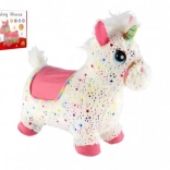 Cavalluccio saltellante in peluche a forma di unicorno con suoni, bianco con stelline