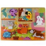 Puzzle di Montessoriano di Legno Tooky Toy Animali Domestici