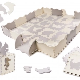 Tappetino educativo in schiuma a puzzle, grigio ed ecru, 36 pezzi, 150 × 150 cm