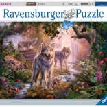 Puzzle 1000 pezzi Ravensburger – famiglia di lupi estiva