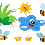 Decorazione in legno prato e apette DoDo