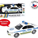 Auto di polizia cittadino con voce ceca e lampeggiante