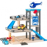 Parcheggio multipiano in legno con pista di atterraggio per elicottero