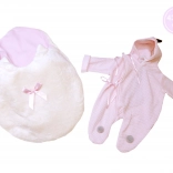 Vestitino per bambola New Born con design di dinosauro