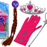 Set di accessori per piccole principesse Bacchetta Guanti Corona Treccine