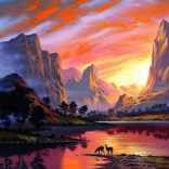 Pittura diamantata Valle montana