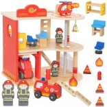 stazione dei pompieri in legno 3 piani 14 pezzi viga