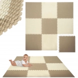 Tappetino in schiuma HUMBI 180 × 180 cm – puzzle impermeabile in EVA, crema e beige, 9 pezzi