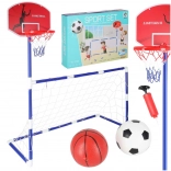 Porta di calcio e canestro da basket 2v1 con due palloni e pompa