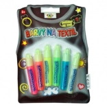 Colori per tessuto fosforescenti – set di 6 tonalità neon con applicatore da 7 ml