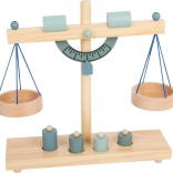 Bilancia a piatti in legno per bambini grigio‑azzurra