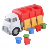Camion dei rifiuti in plastica con inserimento di forme e colori, ruote libere, 34 cm