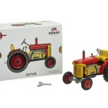 Trattore Zetor rosso con dischi in plastica a carica a chiavetta 1:25
