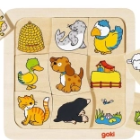 GOKI puzzle a incastro in legno Chi vive dove?, 9 pezzi