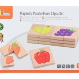 Puzzle magnetici in legno con frutta