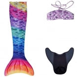 Coda di sirena arcobaleno con monopinna AQUARIS + bikini per bambini