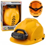 Casco da costruzione per bambini con torcia e cinturino regolabile sotto il mento giallo