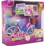 Bicicletta rosa per bambole con cestino e accessori