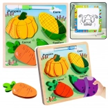 Puzzle educativo in legno con verdure e lavagna