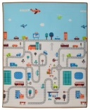 Humbi tappetino in schiuma bifacciale per bambini Stradine e animaletti 150 × 180 × 2 cm