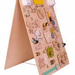 Tavola sensoriale in legno a doppia faccia Zoo