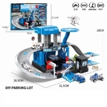 Set parcheggio con tema polizia e auto in metallo