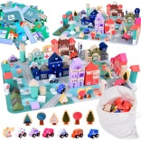 Set di legno pastello Città con tappetino da gioco puzzle