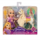 Principessa RAPUNZEL o BELLE con cavallino e spazzola, bambola 15 cm