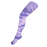 Collant da bambina in cotone con motivo mimetico rosa chiaro-lilla