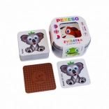 Pexeso per bambini Animali nella scatola di latta