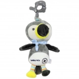 Giocattolo di peluche per bambini con carillon e clip BABY MIX tucano grigio