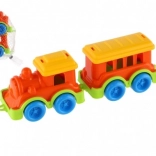 Trenino colorato in plastica con carrozza per bambini