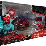 Screechers Wild! set di veicoli trasformabili Wildfire Lion – leone e dinosauro