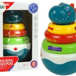 sonaglio dinosauro con anelli colorati e base oscillante