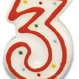 Candela per torta numero 3, 7,3 cm