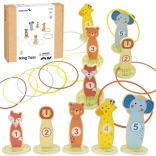 Gioco di lancio in legno con anelli TOOKY TOY – animaletti, 15 pezzi