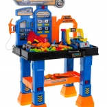 Officina interattiva 4 in 1 per bambini 3+ con banco, autolavaggio, stazione di rifornimento, automobilina e trapano