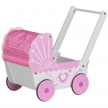 EcoToys Passeggino in legno per bambole Pink Heart