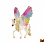 Unicorno di plastica con ali arcobaleno 13 cm