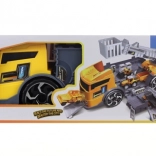 Camion da costruzione trasformabile con ruote libere e mini escavatori