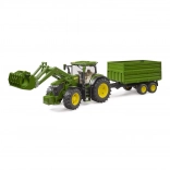 Trattore John Deere 7R con caricatore frontale e rimorchio
