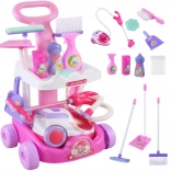 Woopie carrello per le pulizie per bambini con aspirapolvere e funzione di aspirazione, 11 accessori