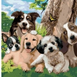 Pittura diamantata allegra squadra di cani 30 × 40 cm