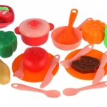 Set di stoviglie per bambini in cestino con accessori