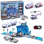 Woopie set tematico stazione di polizia in aeroporto con auto e elicottero, 37 pezzi