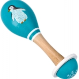 Maracas in legno con pinguino per bambini