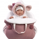 Llorens 74048 NEW BORN - bambola realistica neonato con suoni e corpo morbido in tessuto - 42 cm