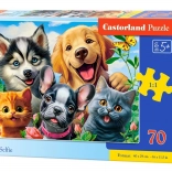 Puzzle 70 pezzi Cani e Gatti Selfie